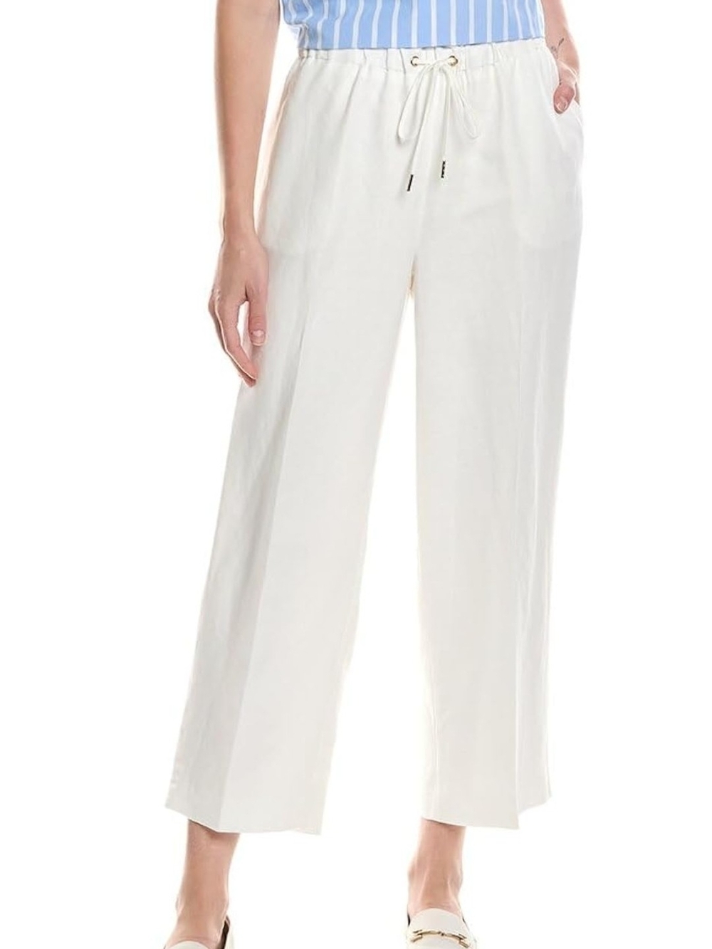 Anne Klein Women's Pull on Drawstring Wide Leg Crop (Lined)
